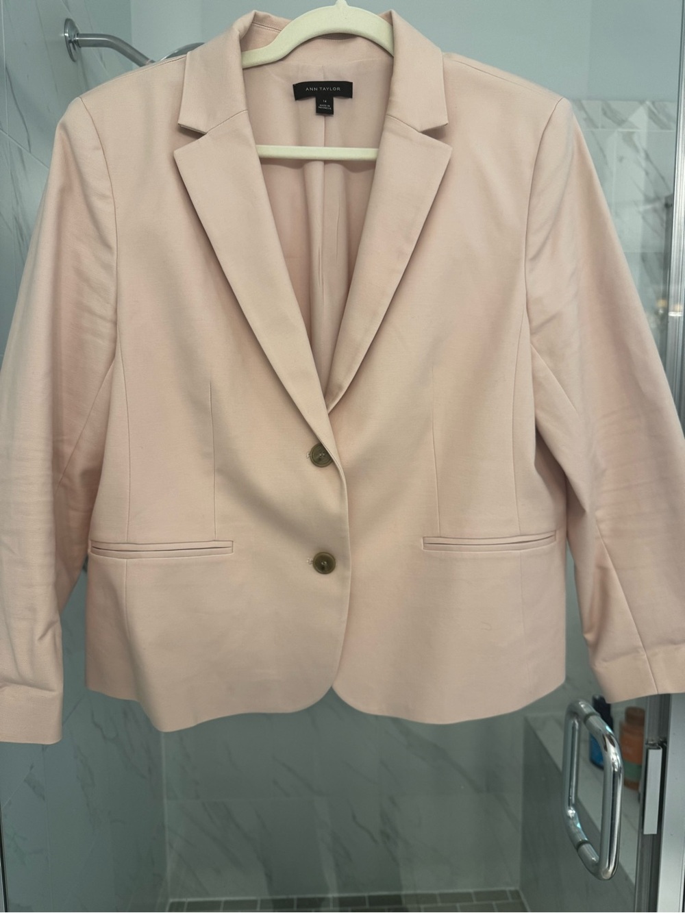 Ann Taylor Blazer Jacket in Pale Blush